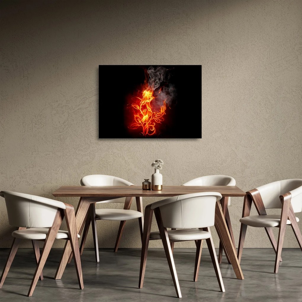 Üveg kép - Rózsák a tűzben (70x50 cm)
