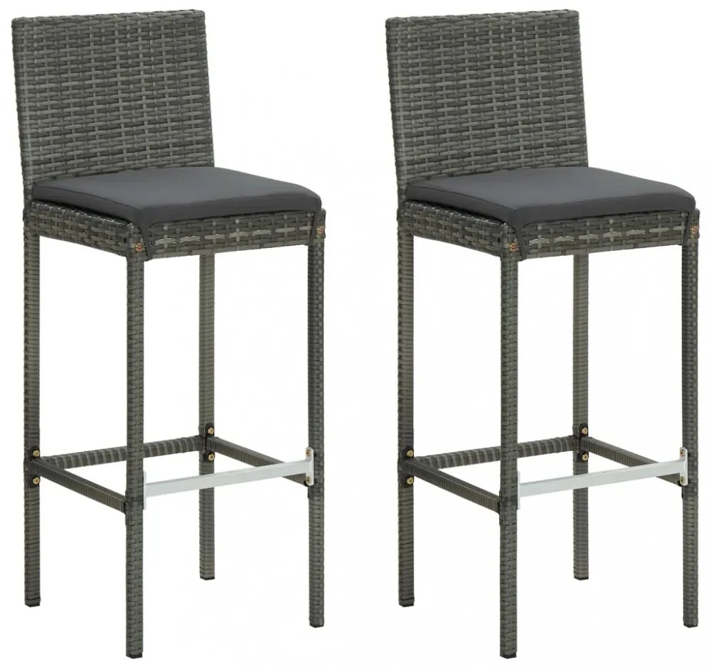 vidaXL 3 részes szürke polyrattan kerti bárszett párnákkal