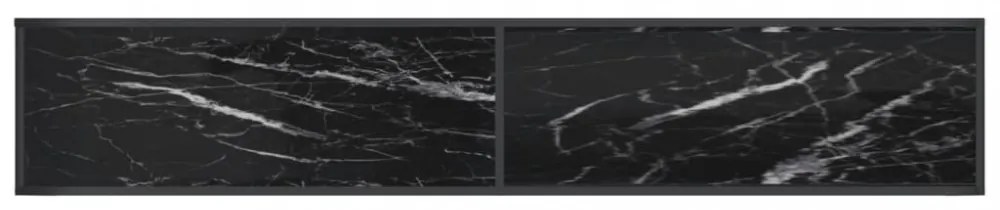 fekete márvány színű edzett üveg TV-szekrény 220 x 40 x 40,5 cm