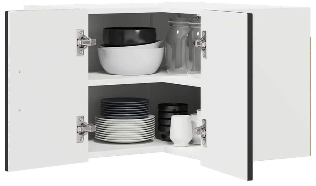 Fali konyhaszekrény polcokkal Fekete 57 x 57 x 40 cm Faanyag