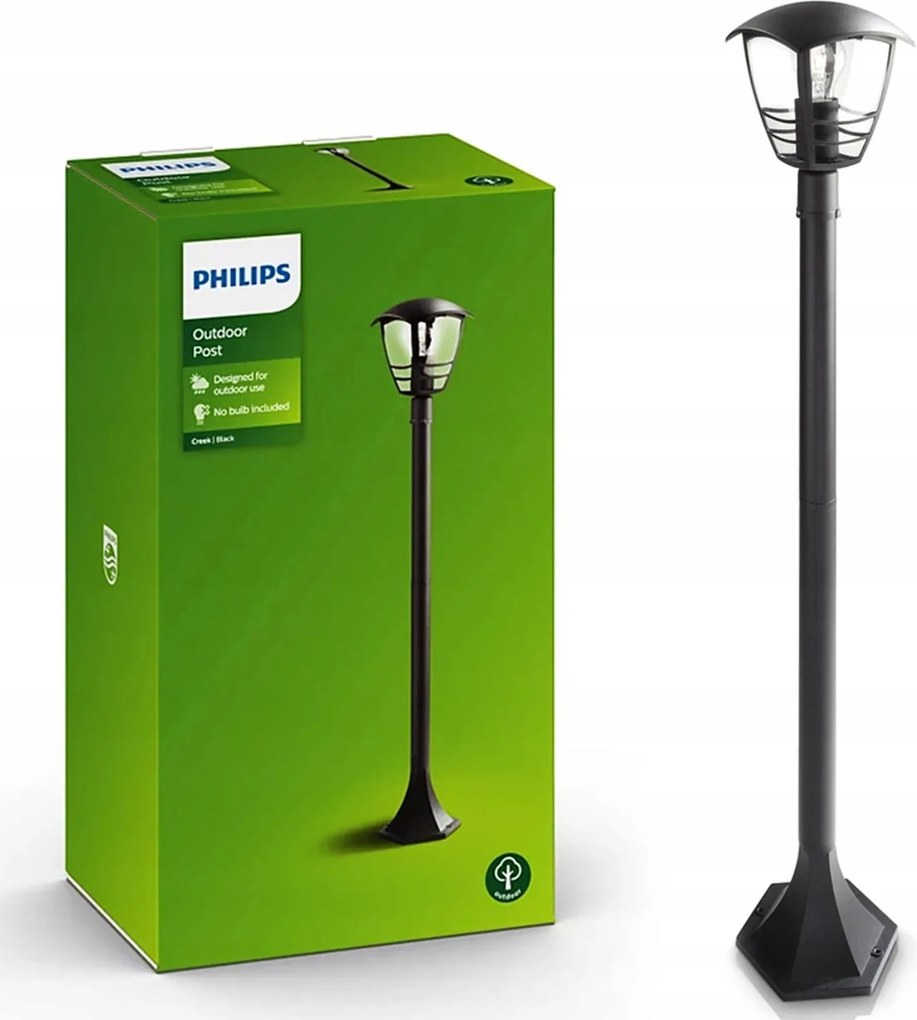 Kerti Lámpa Kültéri Oszlop 99.5cm Lámpa E27 IP44 Fekete Philips