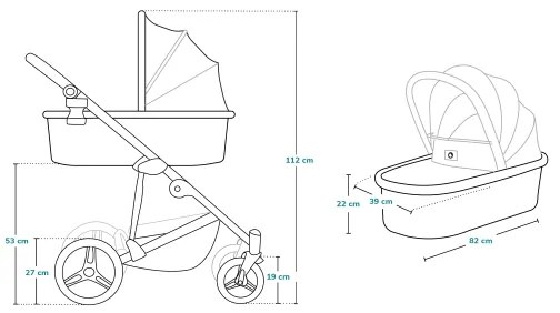 Lionelo - MARI TOUR 2 az 1-ben kombinált babakocsi, Grey Stone