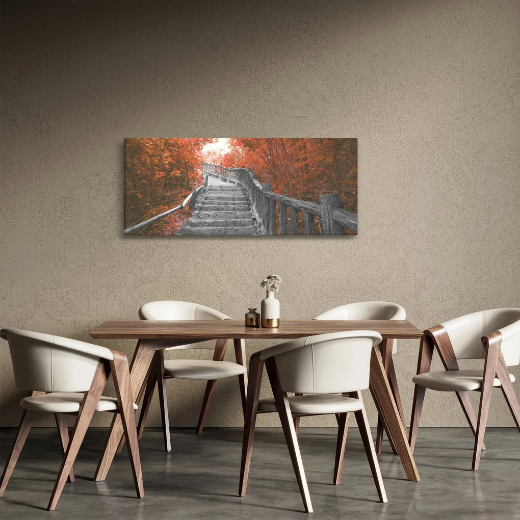 Kép - Lépcsők a természetben, narancssárga (120x50 cm)