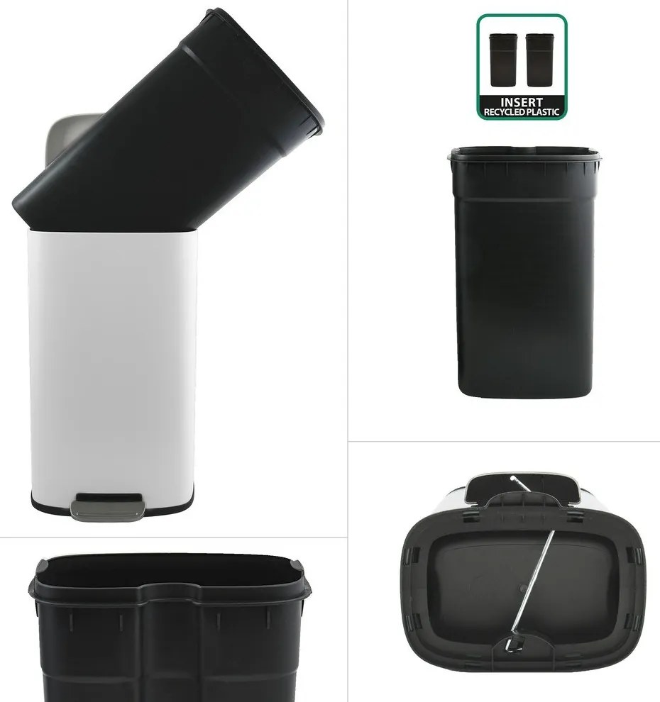 Matt fehér acél pedálos szemetes 50 l Akira – Spirella