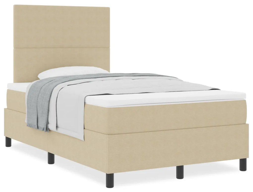 Box Spring Ágy matraccal, Világos Zöld Szürke, 120x200 cm, Vászon Anyag