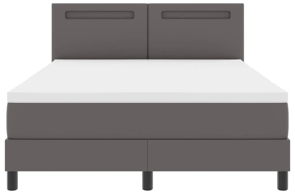 Boxspring ágy matraccal Szürke 140x190 cm Műbőr