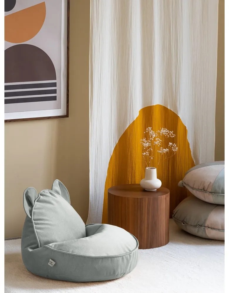 Mentazöld bársony gyerek babzsákfotel Bear – Wigiwama