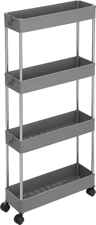 Pojízdný úložný vozík, plast, šedá, APV-E1008 GREY