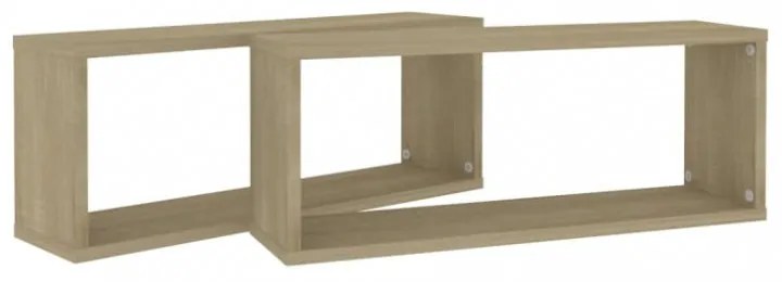 2 db sonoma tölgy szerelt fa négyszögű fali polc 60x15x23 cm
