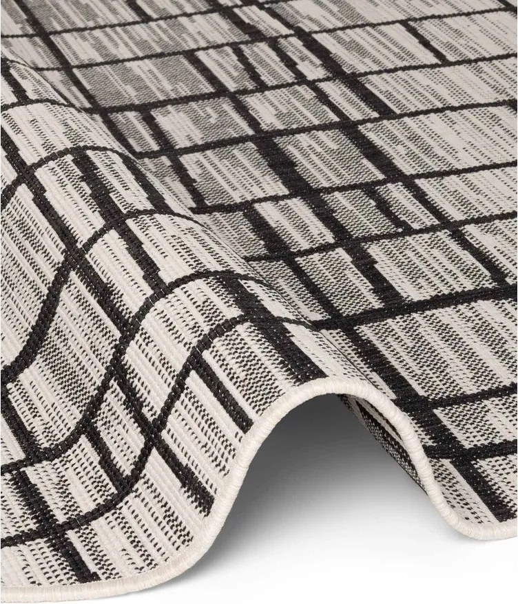 Fekete-krémszínű kerek kültéri-beltéri szőnyeg ø 200 cm Haringey Crouch – Ted Baker