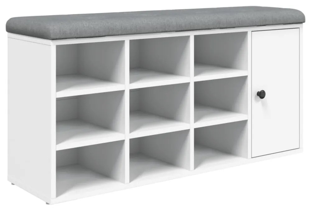 fehér szerelt fa cipőtároló pad 102 x 32 x 50 cm