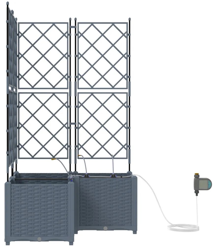 Kerti ültetők Világosszürke 80 x 80 x 142 cm Acél