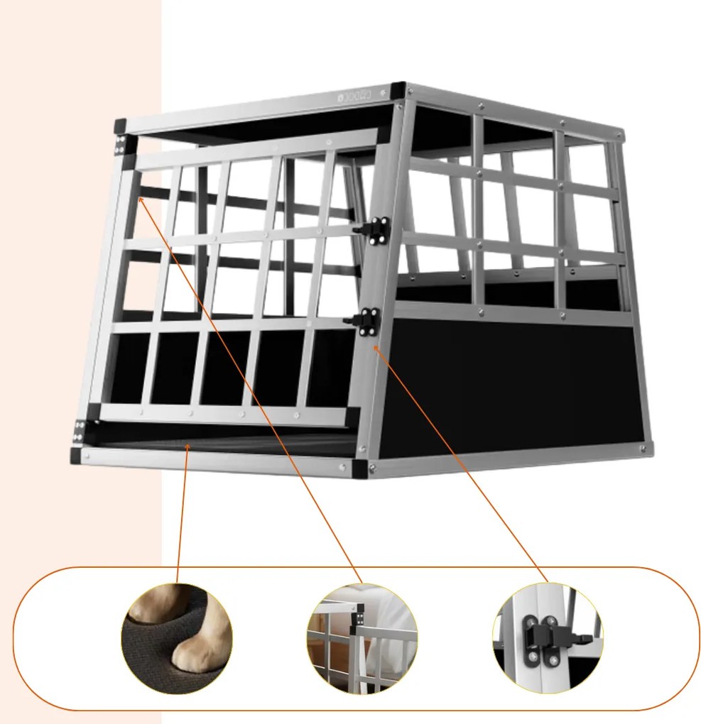BRUNO kutyaszállító box, 70x54x51cm, ezüst/fekete Cadoca