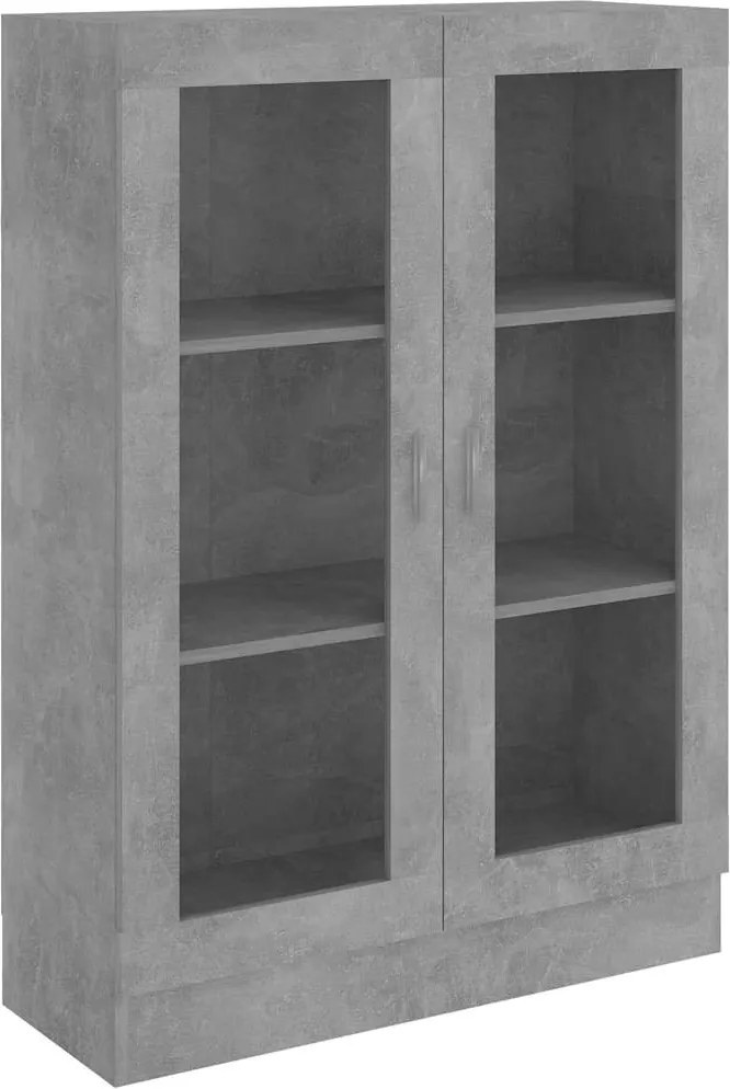 vidaXL betonszürke szerelt fa vitrinszekrény 82,5 x 30,5 x 115 cm