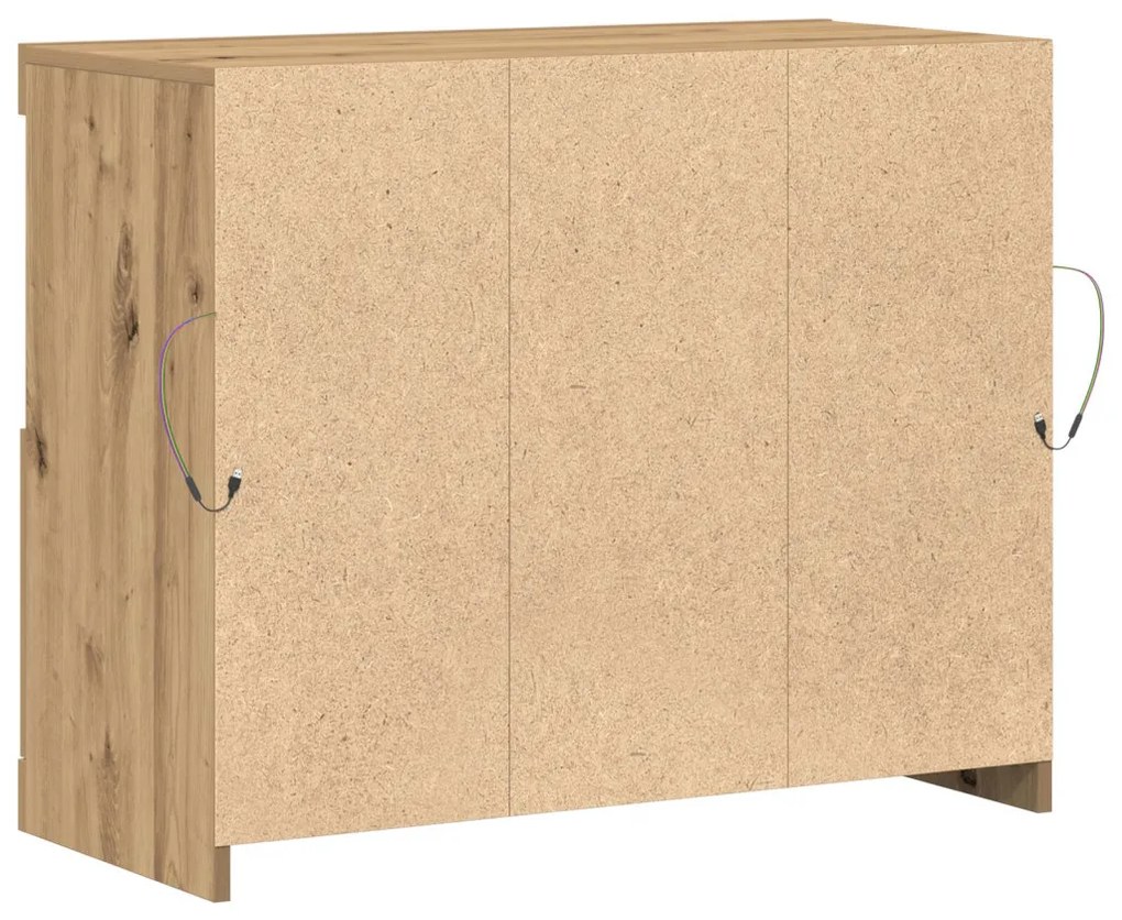 büfé LED világítással Kézműves tölgy 81x37x67 cm