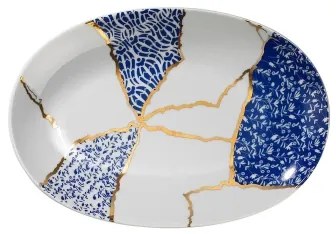 28 darabos porcelán étkészlet – fehér/arany/kék