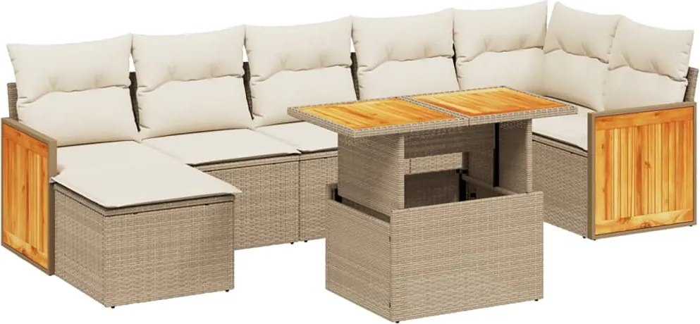 vidaXL 8 részes bézs polyrattan kerti ülőgarnitúra párnával
