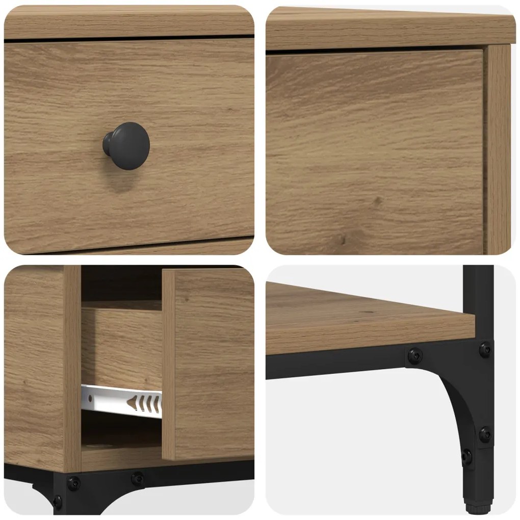 Konzol Asztal Kézműves Tölgy 75x34.5x75 cm Mérnöki Fa
