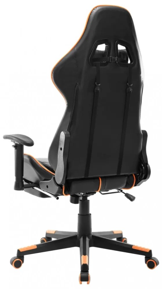 fekete és narancssárga műbőr gamer szék lábtámasszal