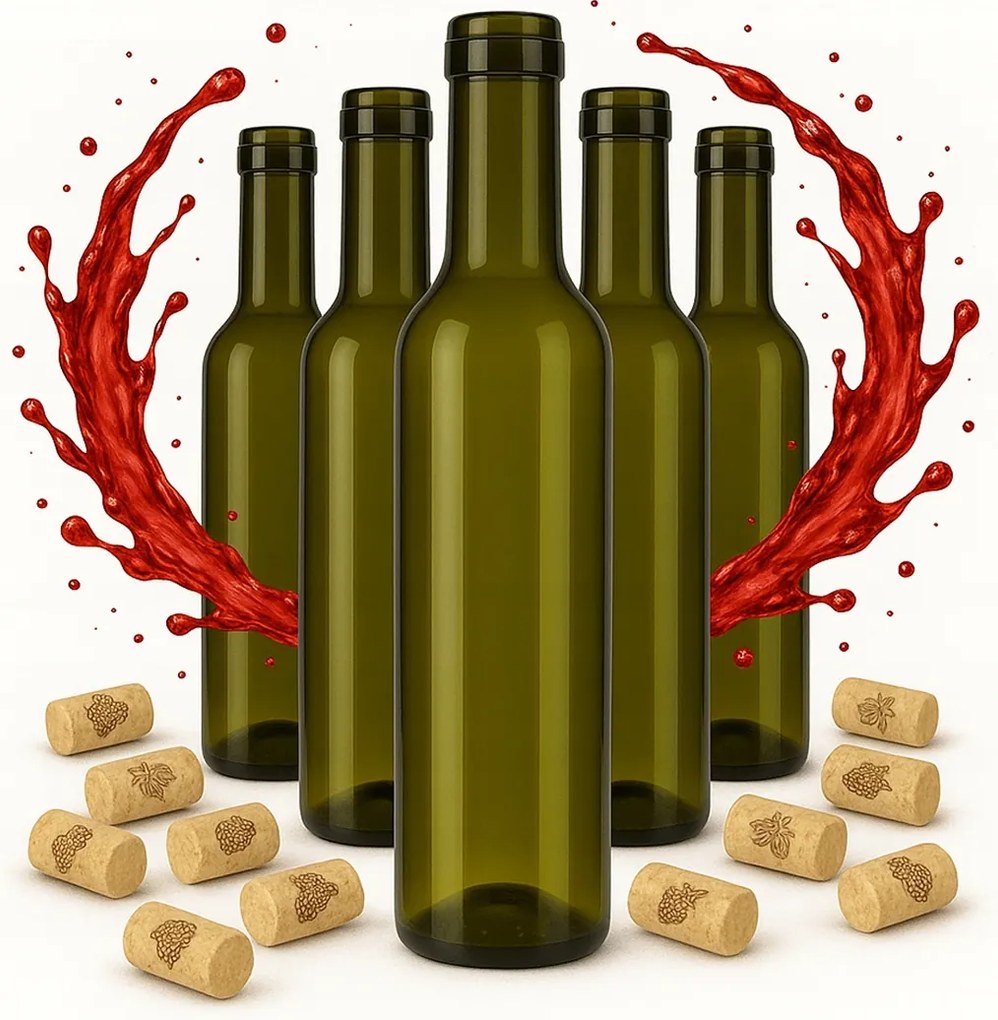 5x Üvegpalackok 375ml Sötét Olíva Üveg Ecet Szirup Bor Alkohol