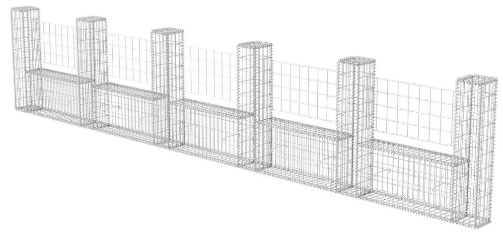 vidaXL U-alakú horganyzott acél gabion kosár 570 x 20 x 100 cm