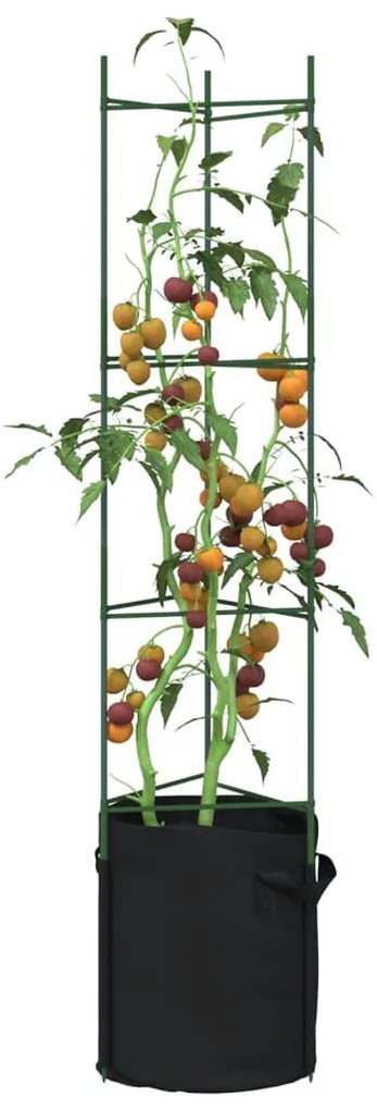 8 db acél és polipropilén paradicsomketrec növényzsákkal 154 cm