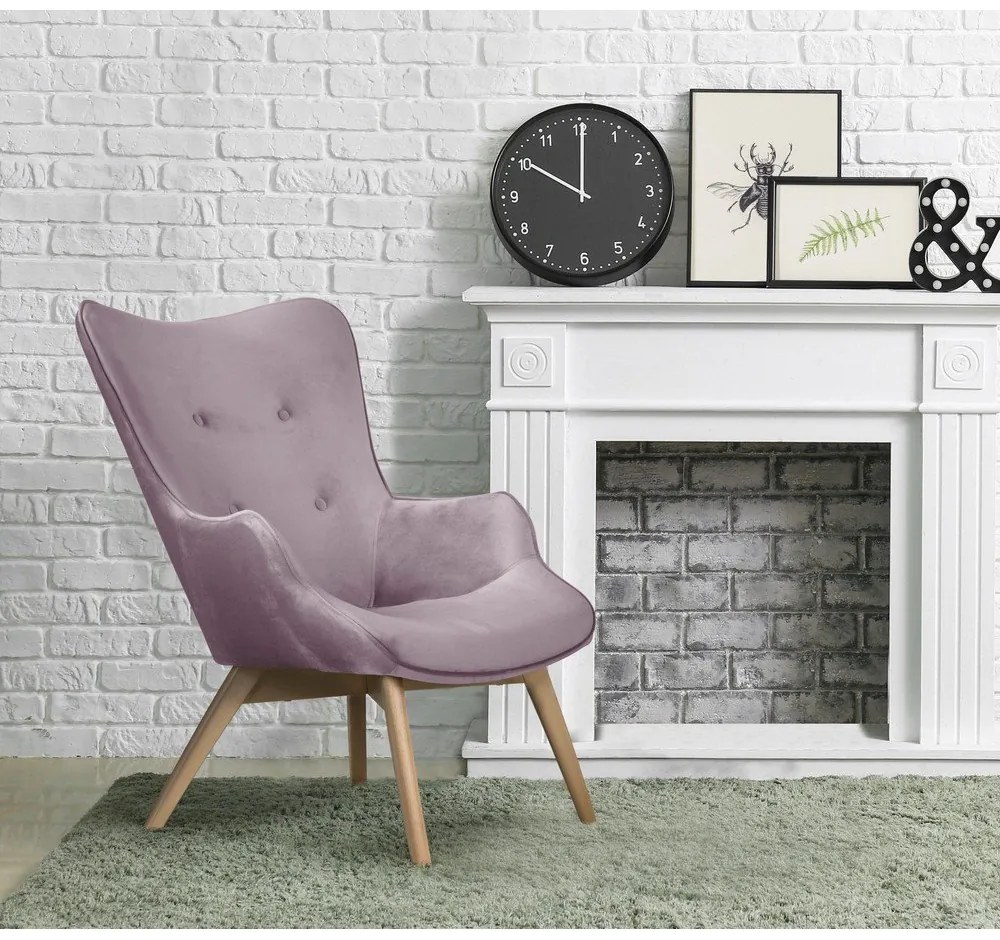 Levendula színű bársony fotel Niko – Ropez