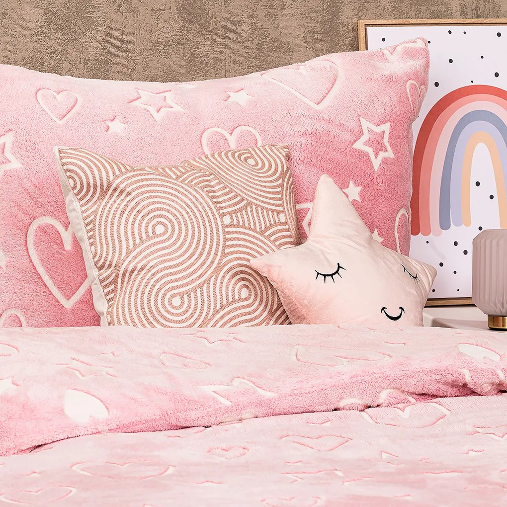 4Home Heart világító mikroflanel ágyneműhuzat , 140 x 200 cm, 70 x 90 cm
