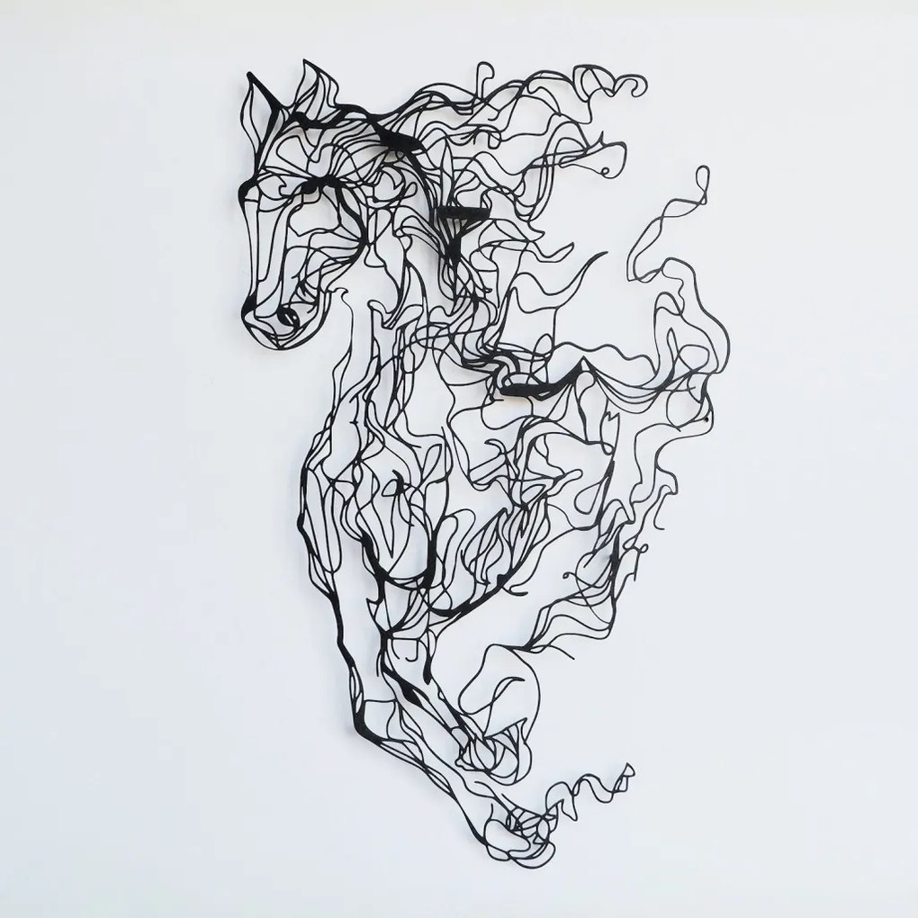 Fém fali dekoráció, horse, 18x98 cm