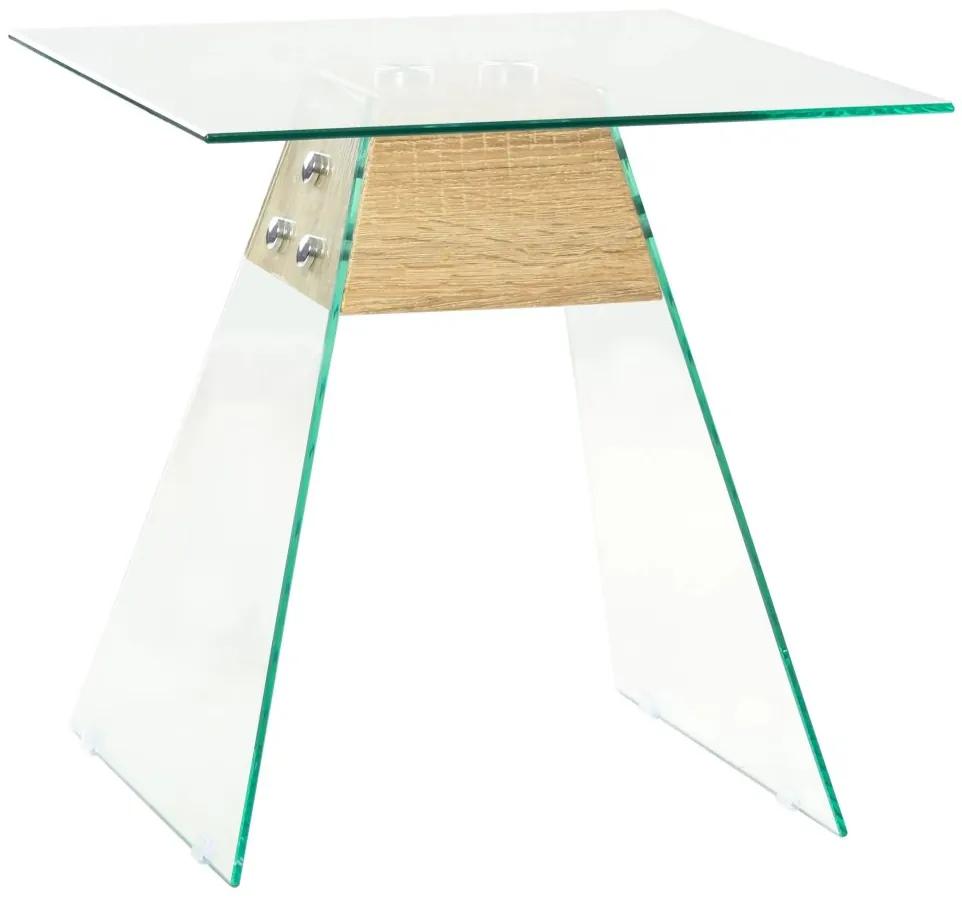 vidaXL tölgyfa színű MDF/üveg kisasztal 45 x 45 x 45 cm