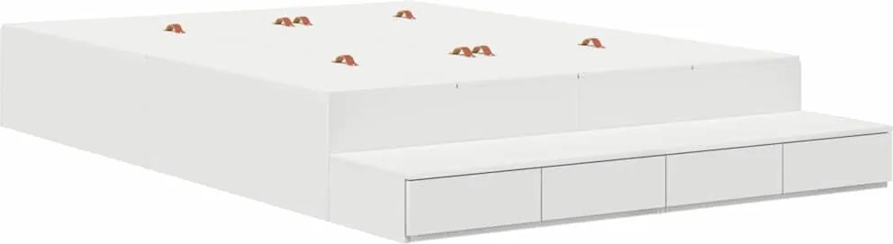 vidaXL Ágykeret tárolóval fiókkal tárolóval Fehér 150 cm Faanyag