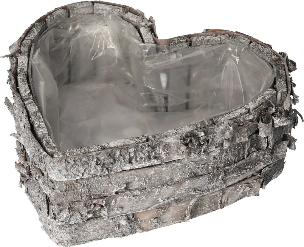 Virágcserép Fa Szív Fedél Szürke Virágtartó