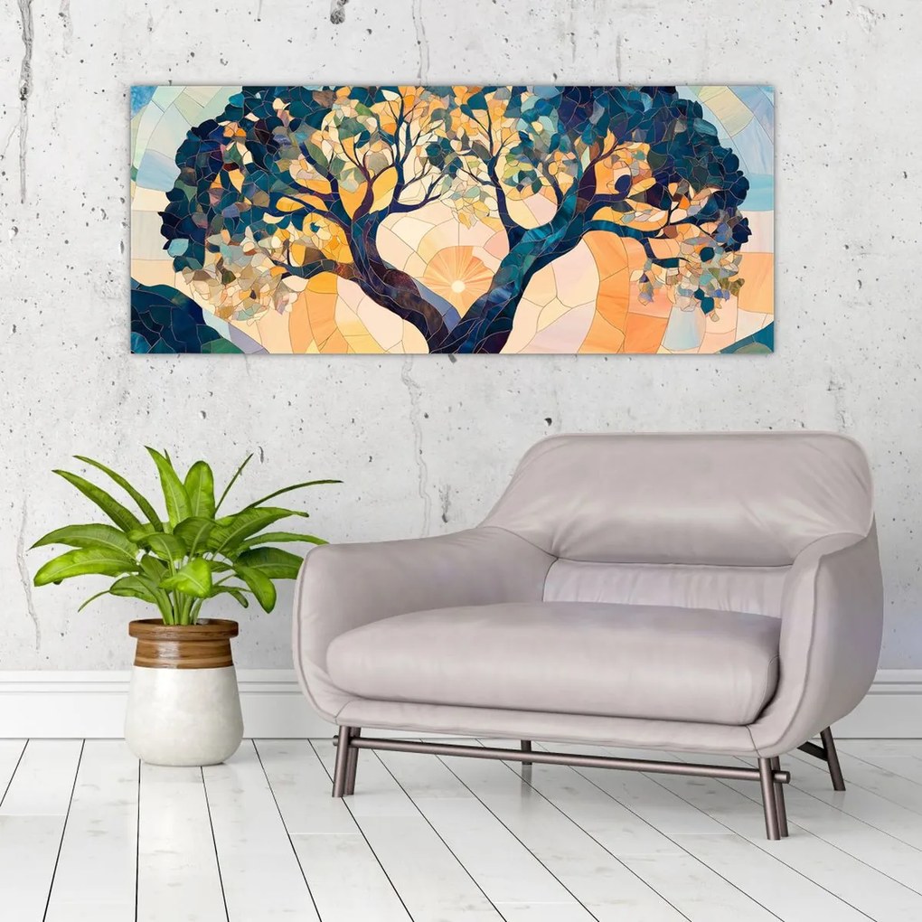 Kép – Mozaik – nap és fa II. (120x50 cm)