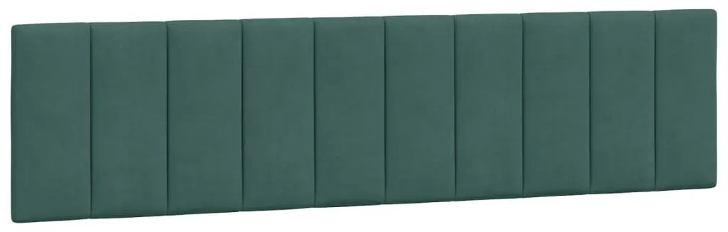 sötétzöld bársony ágykeret LED-világítással 200 x 200 cm