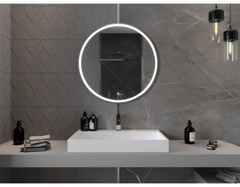 Mexen Gobi, LED kör alakú fürdoszobai tükör háttérvilágítással 80 cm, 6000K, páramentes, 9801-080-080-611-00
