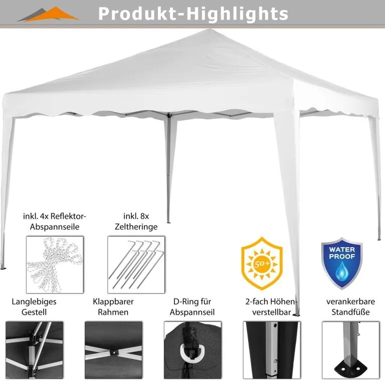 INSTENT BASIC Kerti pavilon 3 x 3 m fehér + 4 oldalfal