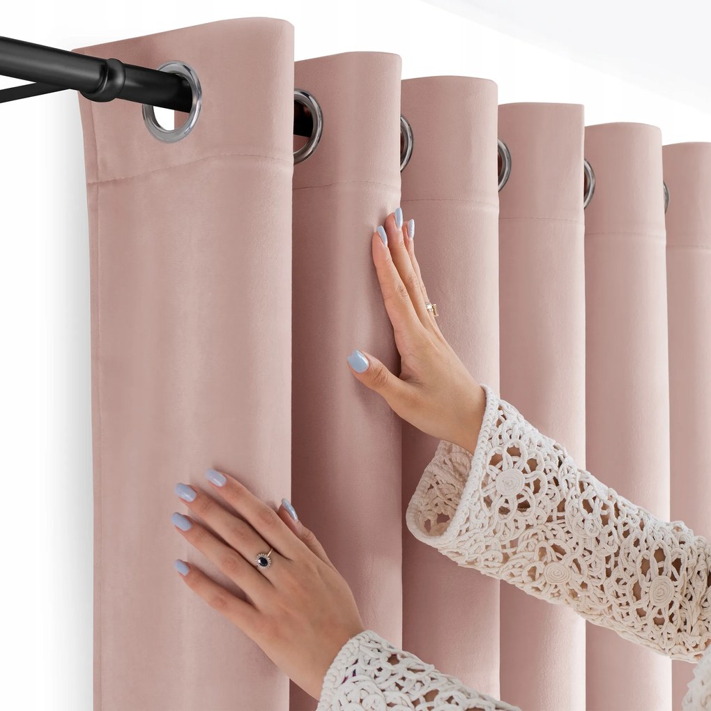 Filumi Függöny rövid velvet matt nappali Világos Rózsaszín 140x160