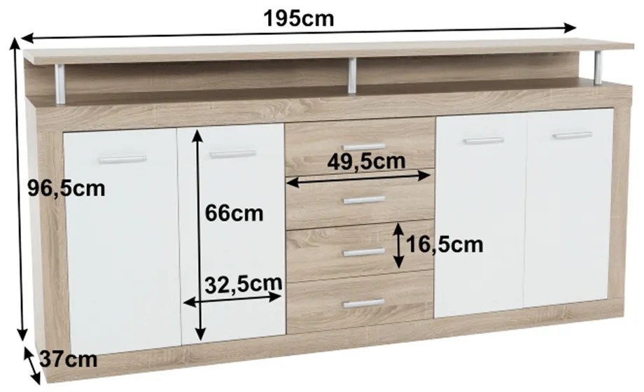 Komód Jachim Juno New sonoma tölgy + fehér. 752205