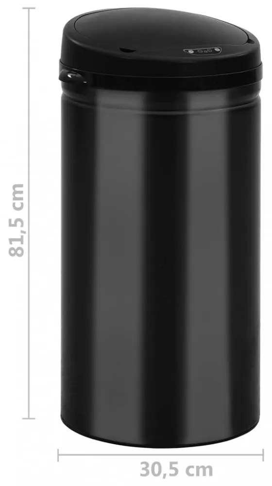 fekete automata érzékelős szénacél szemeteskuka 50 L
