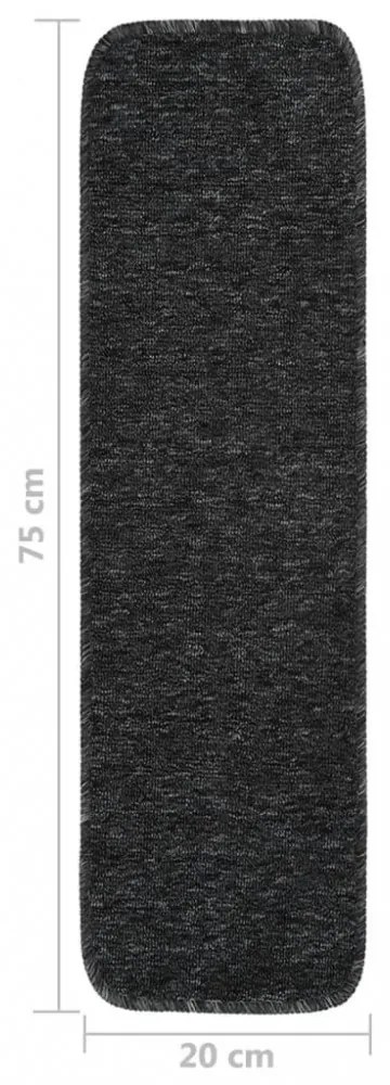 15 db antracit négyszögű csúszásmentes lépcsőszőnyeg 75 x 20 cm