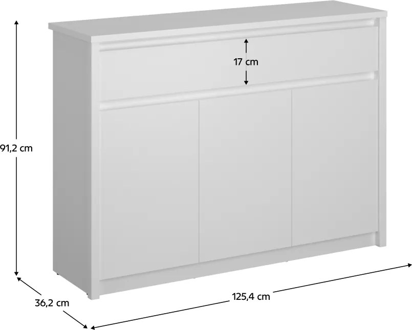 Komód 3D2S, fehér, ERODIN