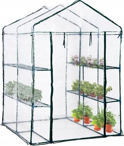 Kerti üvegház fehér polcokkal 140x140x200 cm Fólia alagút