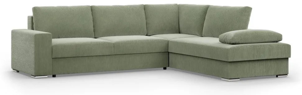 Festina sarokkanapé, kordbársony, jobboldali, zöld