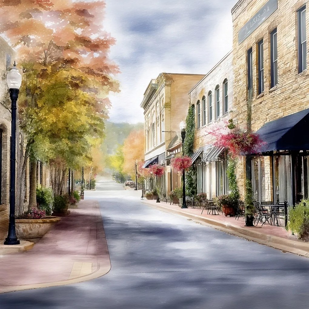 Canvas Vászonkép Romantikus Utca Óváros Ősz 40 x 40