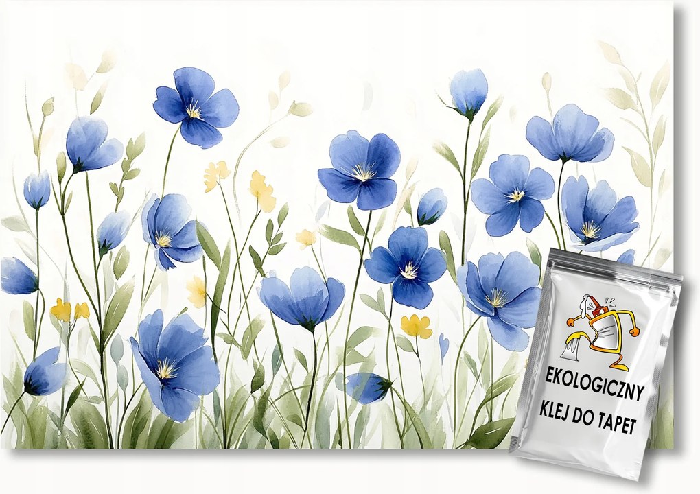 Fotótapéta Flizelina Grafika Természet Kert Kék Virágok 254x184 ragasztó