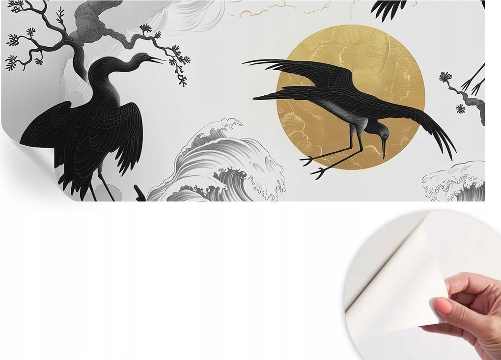 Modern öntapadós fali fotótapéta Fekete darvak 250x104 cm