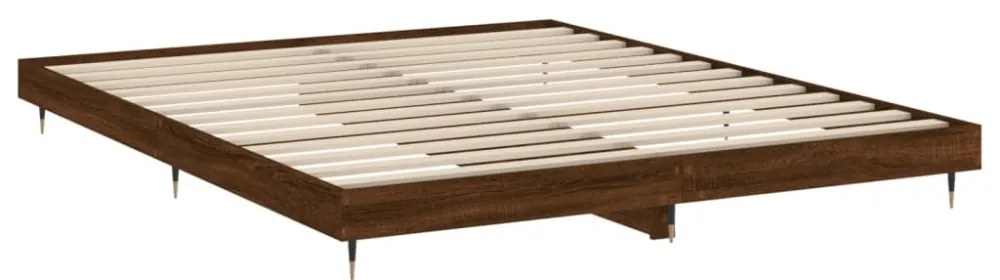 barna tölgy színű szerelt fa ágykeret matrac nélkül 200x200 cm