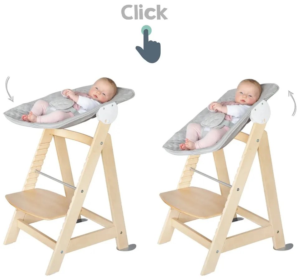 Világosszürke-natúr színű etetőszék Style Born Up 2in1 – Roba