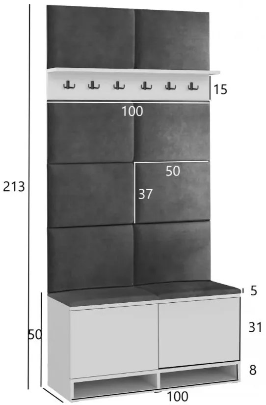 Előszobafal akasztós Craft/ Grey