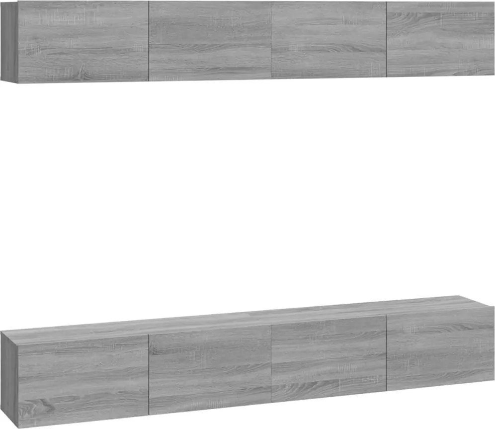vidaXL 4 db szürke sonoma színű fali TV-szekrény 100 x 30 x 30 cm